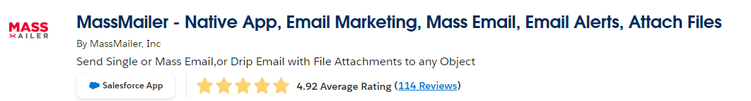 MassMailer listing on the Salesforce AppExchange