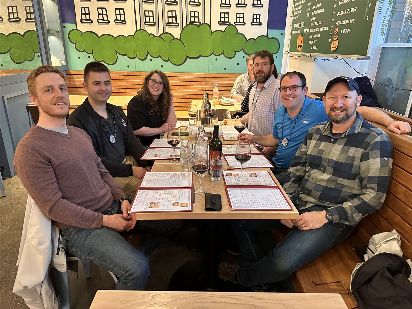 The Blue Engine team at dinner together during the DC retreat